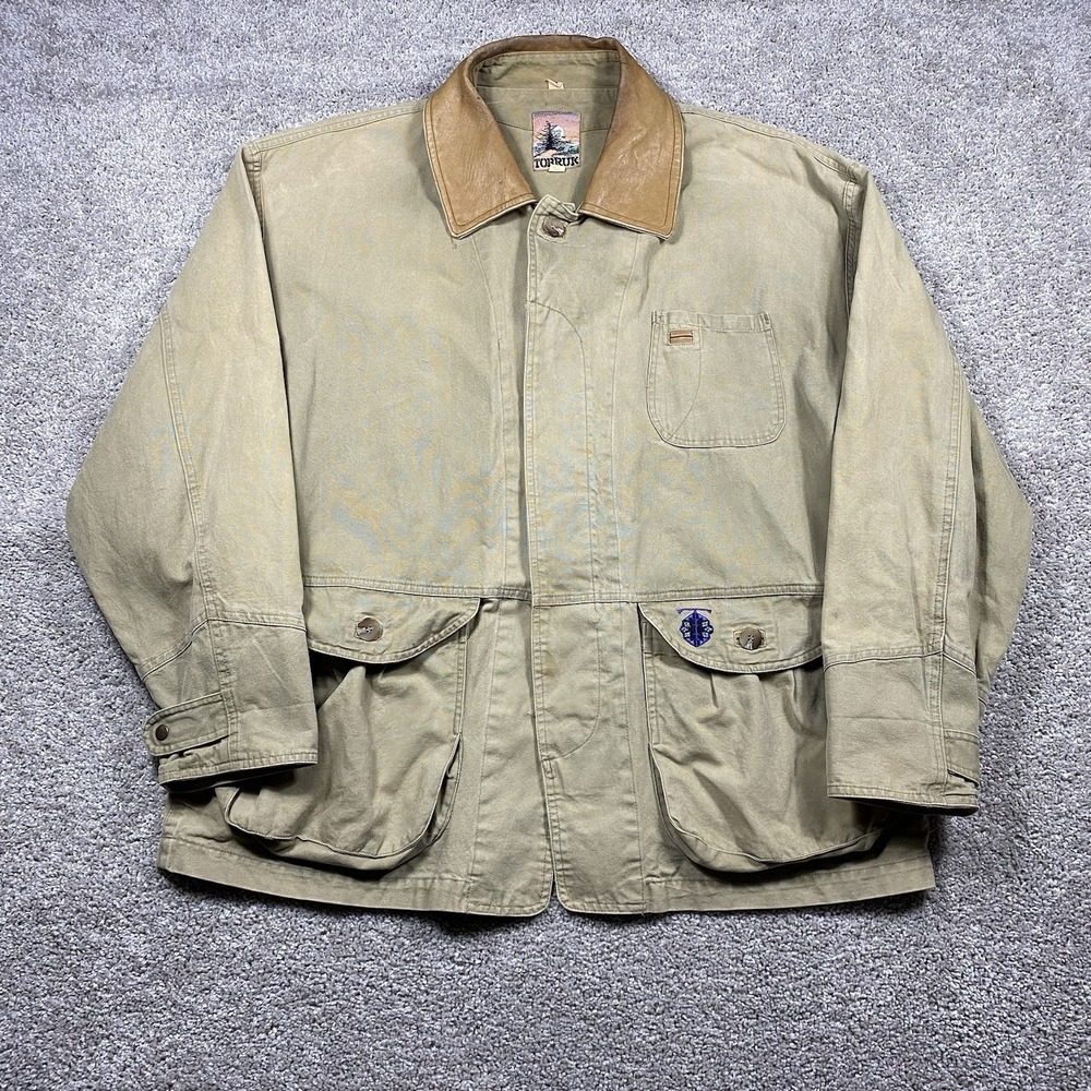 Tobruk Vintage Chore Jacket Mens Large 80s Canvas Bomber Brown‎ Farm Pockets